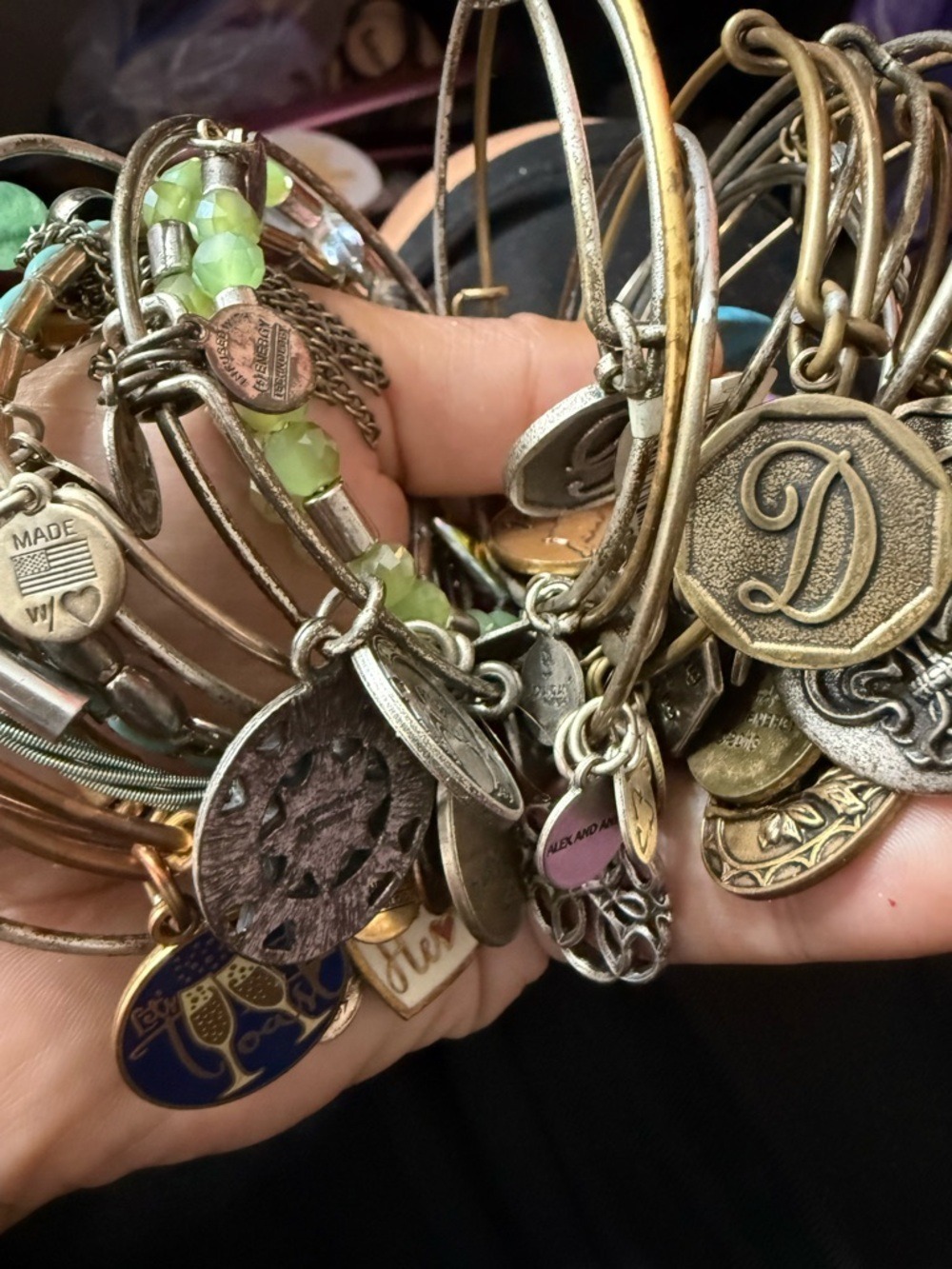 ALEX and ANI 5/25 or $8 Each Vintage Mixed Gold Silver Rose Charm Bracelets